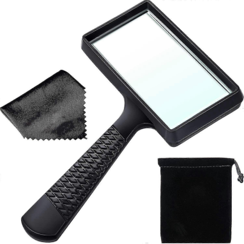 5x Handheld Magnifier, 3.77 X 1.89 Inch Rectangular Magnifying Glass, Scratch