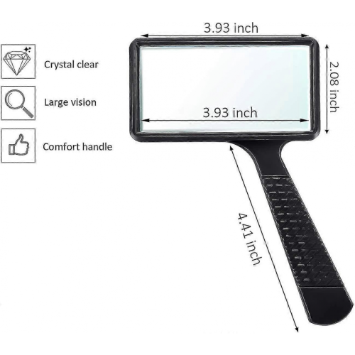 5x Handheld Magnifier, 3.77 X 1.89 Inch Rectangular Magnifying Glass, Scratch 1