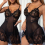 Sottoveste sexy da donna in pizzo rosso vino XL 4