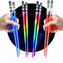 25-26 Lightsaber Chopsticks Set of 4 Pairs - LED Light Up Sushi Chopsticks with 8 Color Modes - Reusable Sci-Fi Design