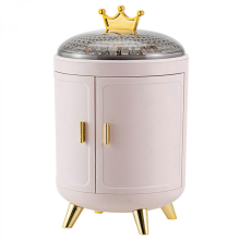 Pink Storage Box with Crown for Cosmetics Jewelry Household Container Durable Organizing Large Capacity White