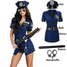 Uniforme da poliziotto nera XXL, costume Halloween donna adulta