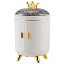 White Storage Case with Crown for Cosmetics Jewelry Household Container Box Durable Organizing Large Capacity