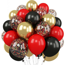 Red and Black Balloon, 60 Packs 12 Inch Red Black Gold Balloons for Casino Theme Party Graduation Decorations