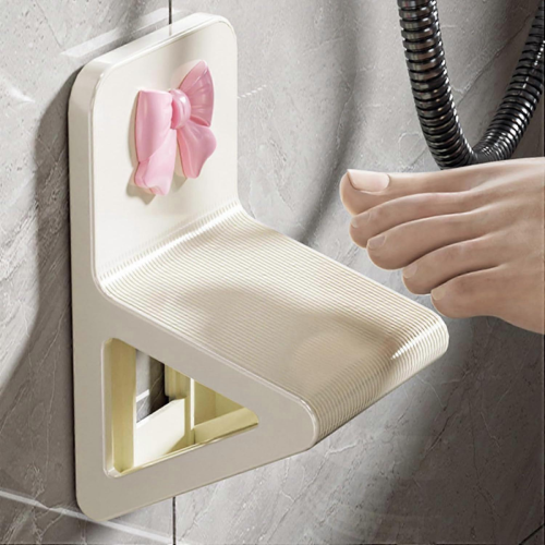 White Triangular Shower Step - No-Drill Reusable Bathroom Pedal for Leg Shaving 2