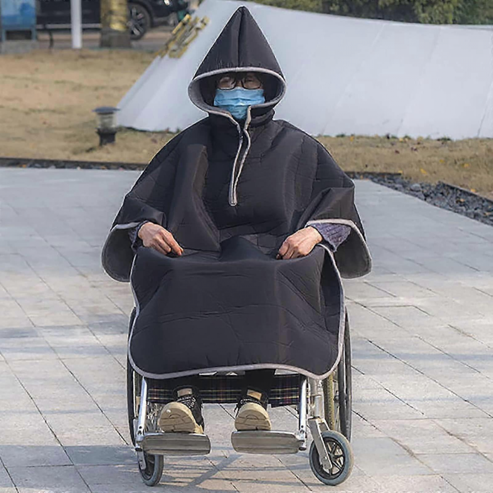2025 Windproof Wheelchair Blanket, Warm Winter Full Body Cover Hooded Poncho, Thermal Travel Blanket (Color)