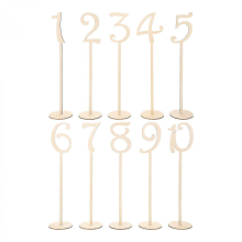 10 Stück Tischnummern aus Holz (1-10) mit Halterung für Hochzeiten oder Heimdekoration (Holzfarbe)