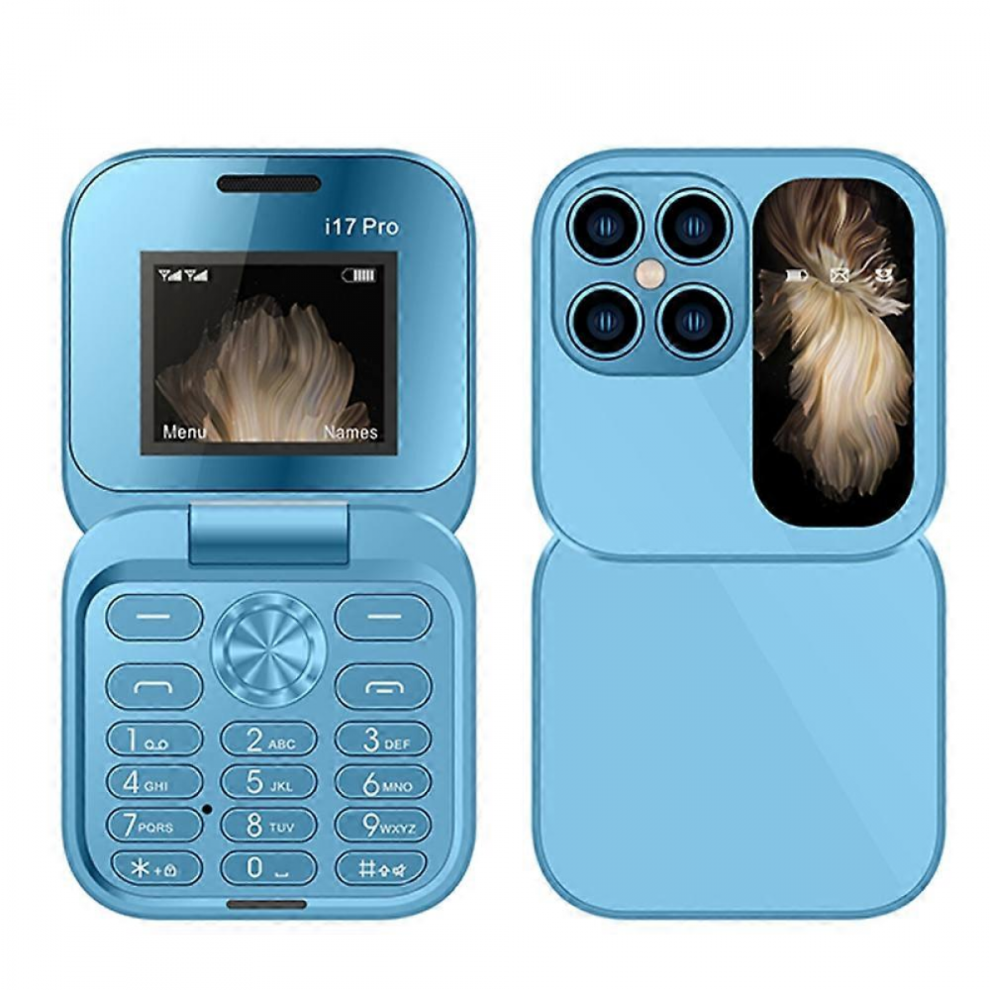 Multicolor Blue I17 Mini Dual Sim 2G 32Mb+32Mb Flip Foldable Elderly Phone - Black Blue,Black 7057162698203