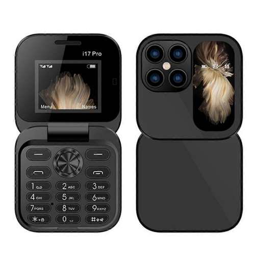 Multicolor Black i17 Mini Dual SIM 2G 32MB+32MB Flip Foldable Elderly Mobile Phone