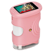 Pink Handheld Microscope for Kids with 2In HD Screen 50-1000X Pocket Microscope Educational Birthday Gift for Children Yellow