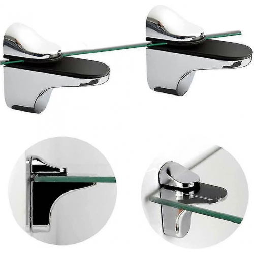 Adjustable Glass Shelf Bracket, 4 Pcs Wall Mounted Glass Clamp for Shelf 1