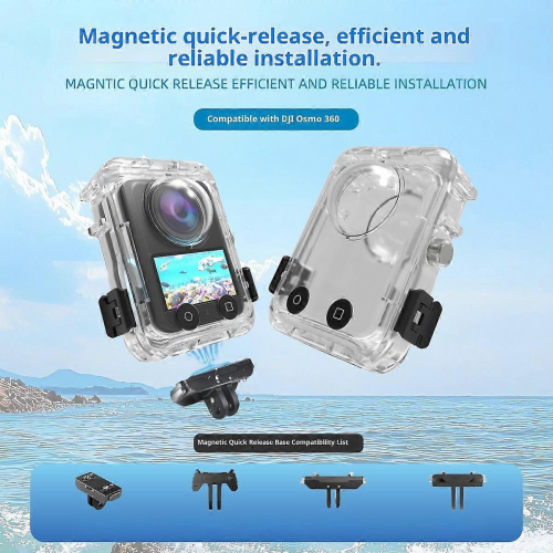 DJI Osmo 360 Action Camera Waterproof Housing Magnetic Quick Release 60m Underwater Case with 2 2