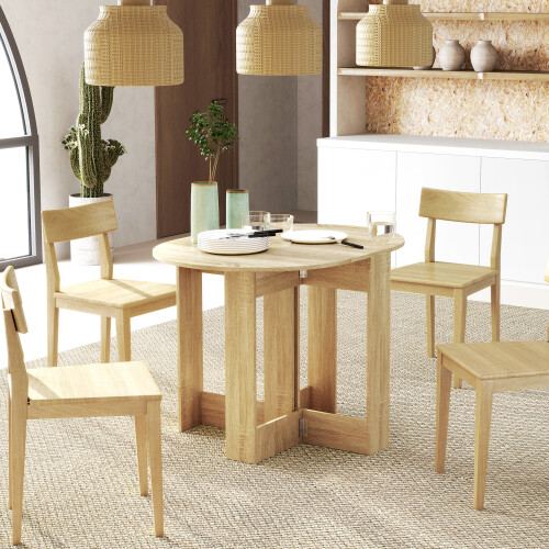 Homcom HOMCOM Folding Dining Table Foldable Drop Leaf Dinner Table for Kitchen Oak