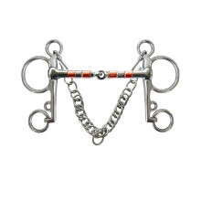 Horse Bit Training Equipment Snaffle Bit 135mm with Curb Chain Durable Equestrian Chewing Bit All-Purpose