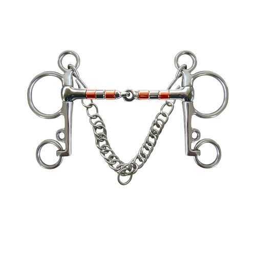 Horse Bit Training Equipment Snaffle Bit 135mm with Curb Chain Durable Equestrian Chewing Bit All-Purpose