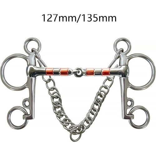 Horse Bit Training Equipment Snaffle Bit 135mm with Curb Chain Durable Equestrian Chewing Bit All-Purpose 2