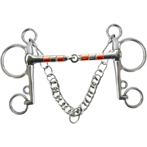 Horse Bit Training Equipment Snaffle Bit 135mm with Curb Chain Durable Equestrian Chewing Bit All-Purpose 1