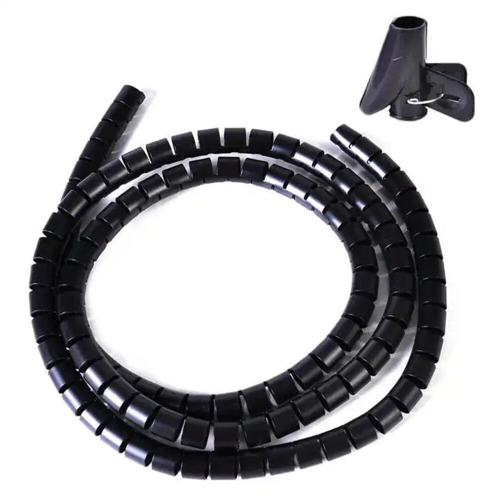 Spiral Wrap 2M Office Wire Organiser Tube 28Mm Inside Diameter Black 9365049013543