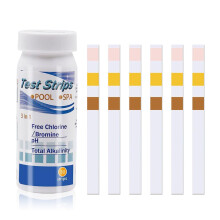 Pool Test Strips 3 in 1 pH Alkalinity Chlorine, Hot Tub and Spa Water Test Kit 50 Strips Fast Accurate