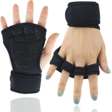 Nonslip HalfFinger Training Gloves for Weightlifting, Fitness, Gym Grip (Black, L)