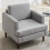 Living And Home Light Grey Linen Upholstered Single Sofa Armchair 2