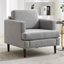 Light Grey Linen Upholstered Single Sofa Armchair