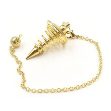 Dowsing Pendulum for Energy Balancing Practice, Metaphysical Tool for Divination and Spiritual Healing, Reiki Chakra Tool with Gold Plated Copper Fini