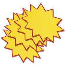 Etiquetas de preço com efeito de explosão solar, sinalizadores fluorescentes atraentes em formato de estrela para etiquetas de venda no varejo,