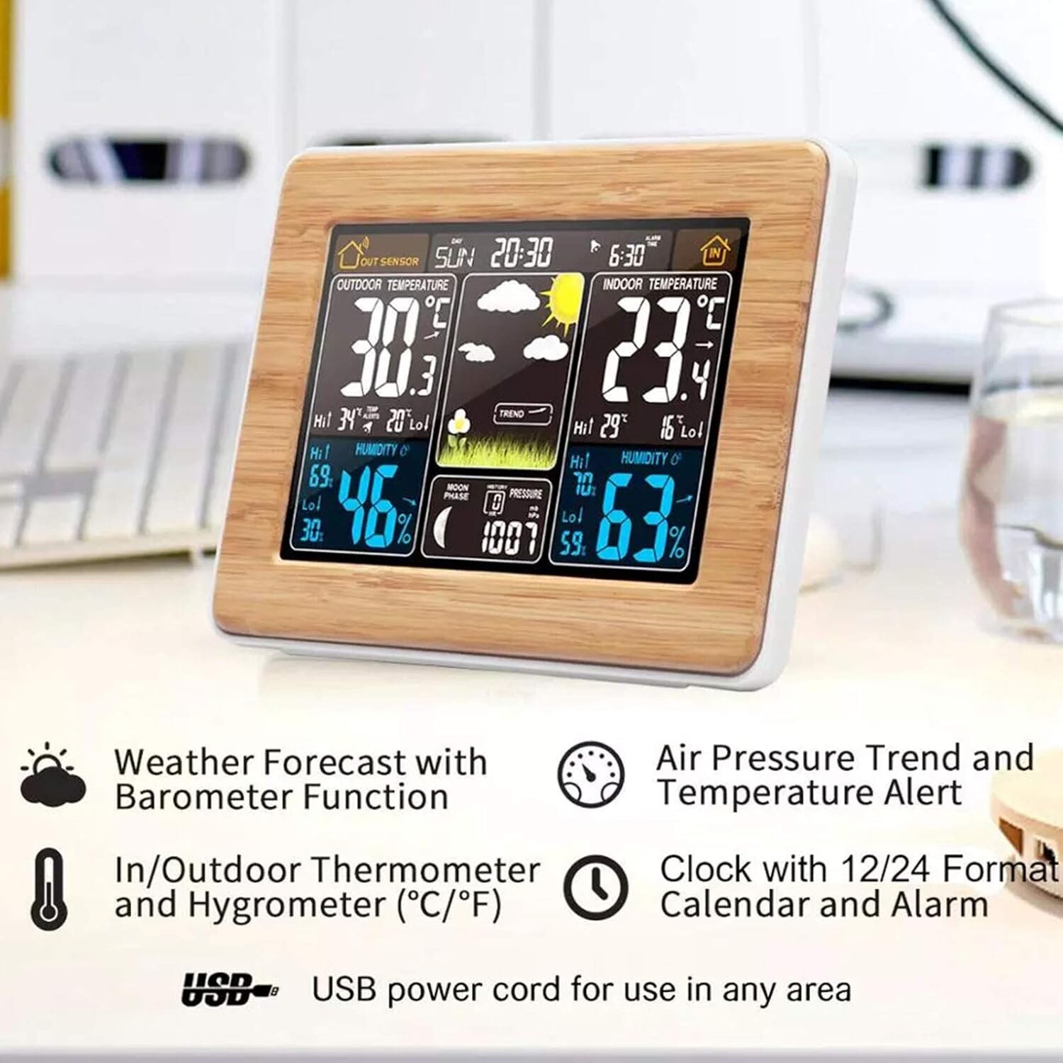 Station météo sans fil Weather Prodigy avec écran couleur, thermomètre ...