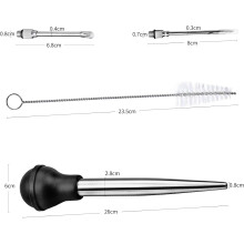 Stainless Steel Baster Tool for Cooking, Turkey Baster with Meat Marinade Injector Needles and Cleaning Brush, Food Grade Silicone Bulb with Heat