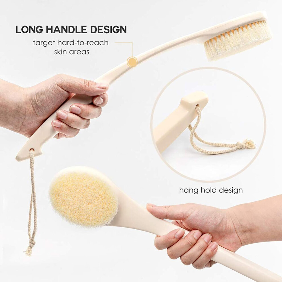 Compact & Convenient Body Brush, Promotes Blood Circulation Back Scrubber With Adjustable Bath Brush, Soft Massage And Gentle Exfoliation For A