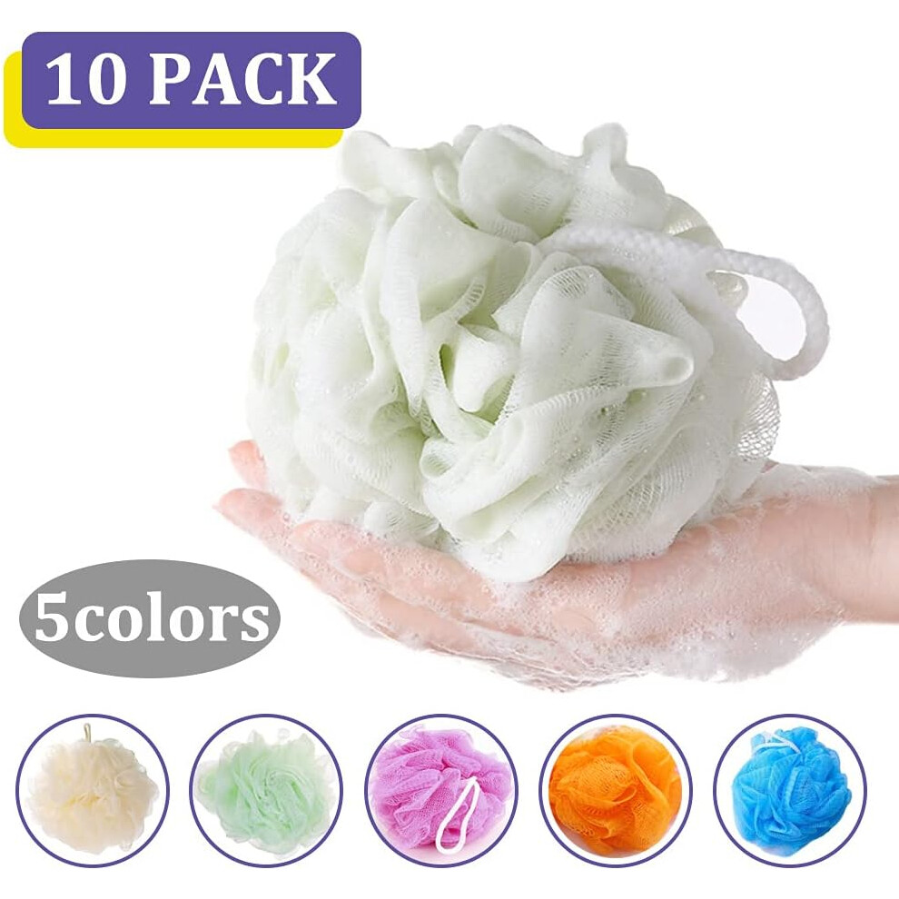 Quality Mesh Loofah, Firmness And Durability, Gentle Exfoliation For A Soothing Shower Experience With Rich Lather Creation (10Piece Set)