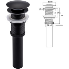 Bonde de lavabo, bouchon de vidange escamotable entièrement métallique antirouille, sans trop-plein, construction durable en laiton pour lavabos,