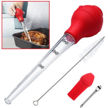 All-In-One Turkey Baster Kit, Dripless Gravy Baster With Transparent Tube, Food Grade Silicone Injector For Holiday Cooking Excellence