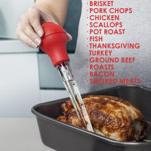 Turkey Baster Commercial Grade, Silicone Bulb For Barbecue Basting, With Meat Marinade Injector And Cleaning Brush (Cooking Tool)
