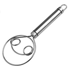 Stainless Steel Danish Dough Whisk with Long Handle for Fast Bread, Pastry and Pizza Mixing