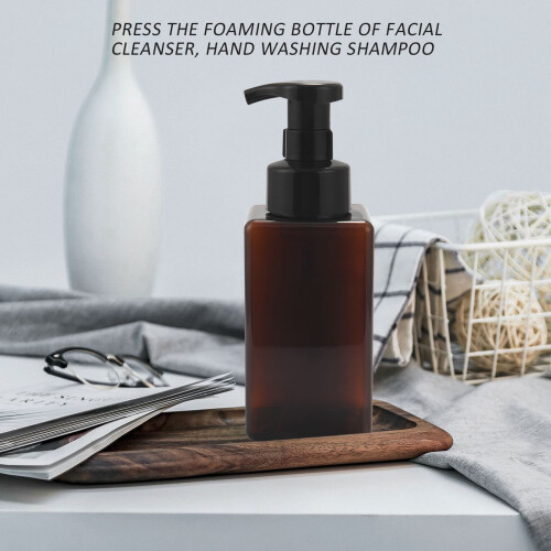 2 Pack Foaming Soap Dispenser 15Oz Refillable Foam Liquid Hand Soap Empty Plastic Pump Bottle Container - Brown 450Ml 1