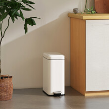 HOMCOM 5L Steel Waste Trash Can Pedal Rubbish Garbage Storage Bucket White