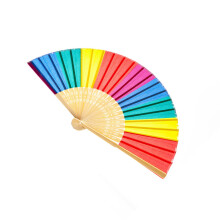 Éventails à main arc-en-ciel chinois en tissu durable avec