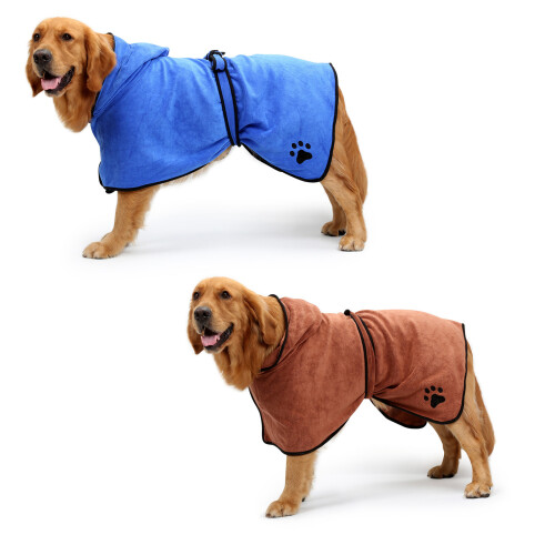 Super Absorbent Pet Bath Towel Microfiber All Breeds-Blue L 1
