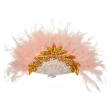 Feather Fan Vintage Dance Foldings Fan Elegante-Roze
