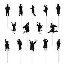 Graduation cake decorations, cake topper for graduation ceremonies, set of 14 small food picks, cupcake decorations
