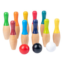 Wooden Bowling Set for Kids, Mini Bowling Game with Balls, Toddler Outdoor and Indoor Play Toy, Fun Wooden Lawn Bowling Set