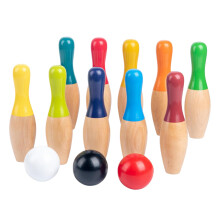 Bowling Pins Toys, Kids Bowling Set Wooden Lawn Bowling Colorful Mini Toy, Funny Wooden Game for Toddlers, Boys and Girls