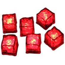Set of 12 Colorful LED Ice for Beverages Luminous Ice Cube-Red