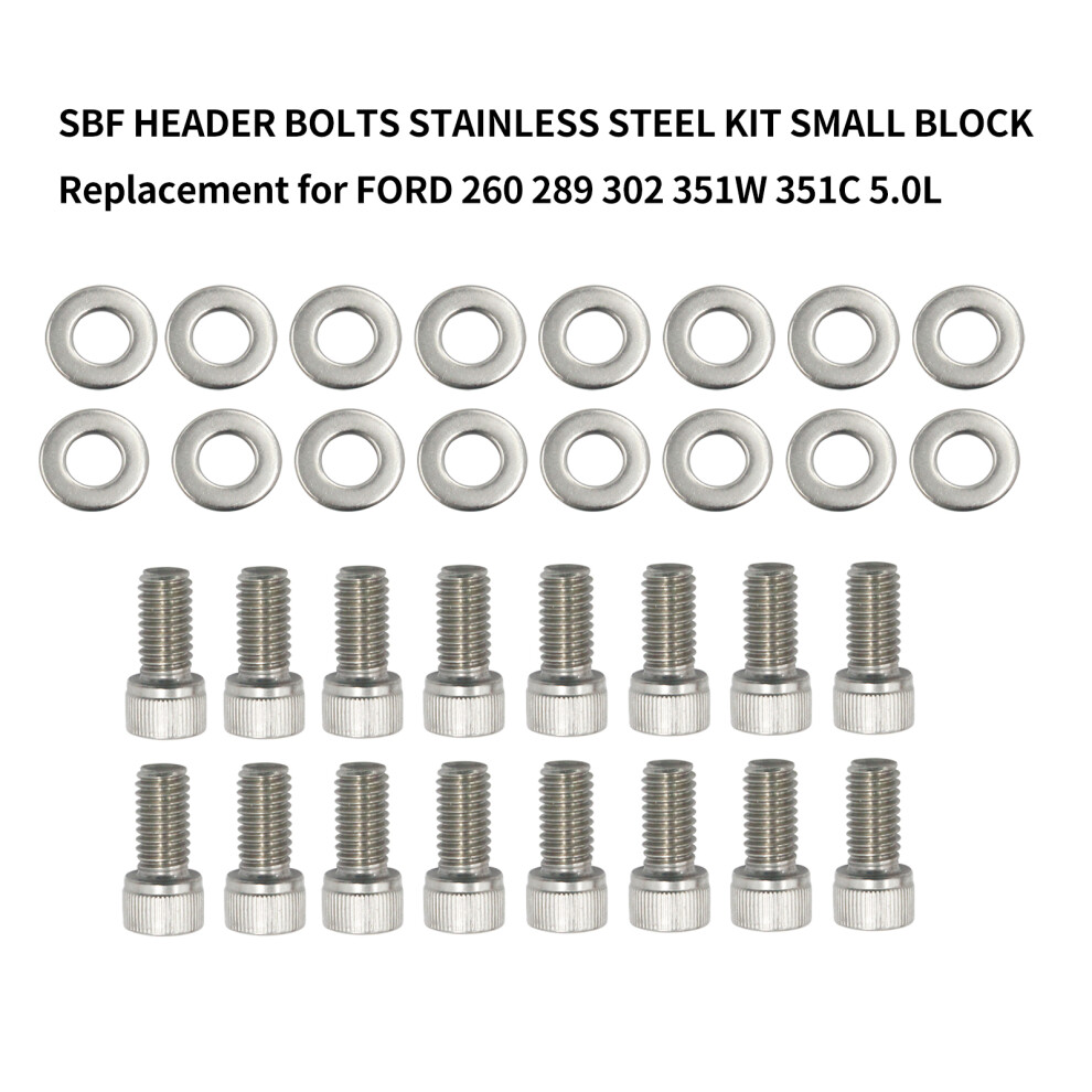 Sbf Header Bolts Stainless Steel Kit For Ford 260 289 302 351W 351C 5.0L 5081368746491