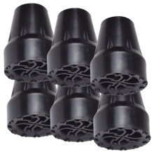 6pcs Trekking Pole Tips AntiSlip Durable Rubber Walking Stick Caps Shock Absorbing Covers Black