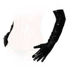 Tight Long Shiny Lacquer Gloves, black