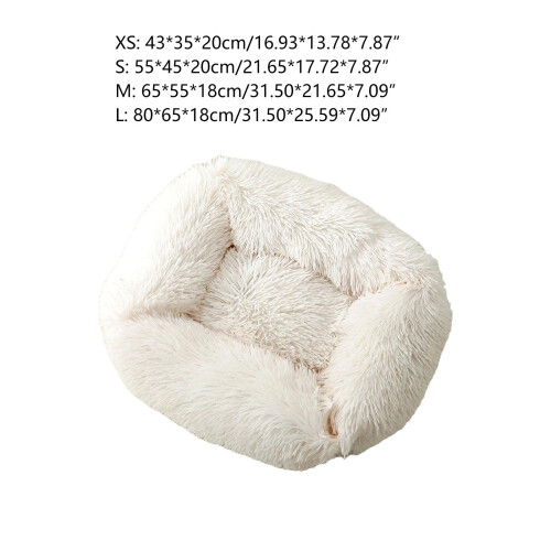 Pet Couch Bed with Thicken Cover Rectangular Soft-Milky white L 2