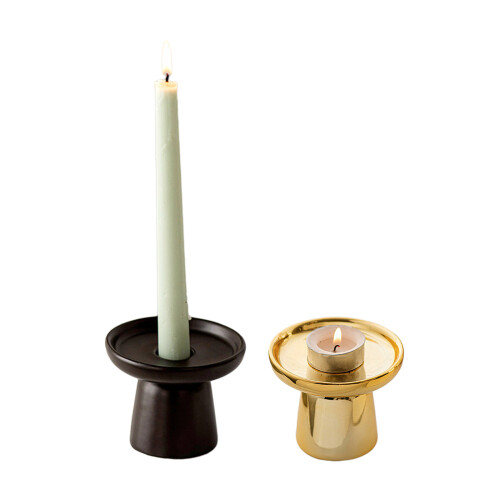 Ceramic Candle Stand Handheld Candle Holder for Dining-gold 2